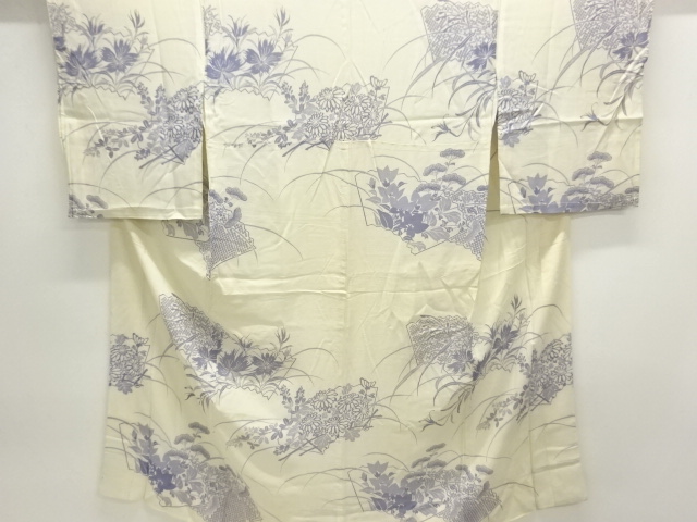 アンティーク　駒絽草花模様長襦袢